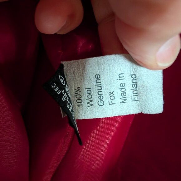 Linda Richards red women's wool coat with a real fox collar in size 4 - Picture 7 of 8